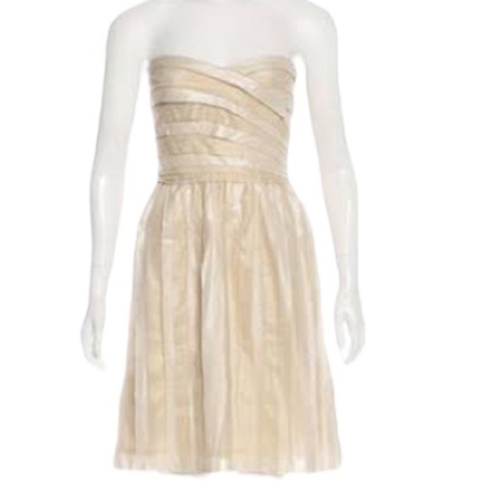 DVF vintage Diane Von Furstenberg year 2000 gold strapless dress 8 mini - Picture 7 of 7
